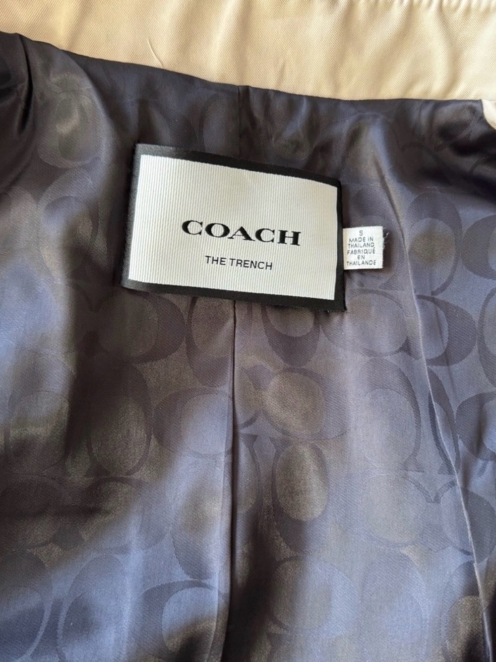 Coach Beige Double-Breasted Trench Coat with Belt - Picture 10 of 11